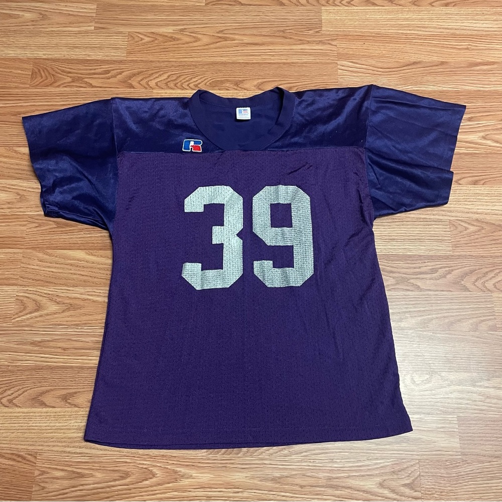 Vintage Russell Athletic Boy’s Football Jersey Youth Large Made In USA Purple 39
